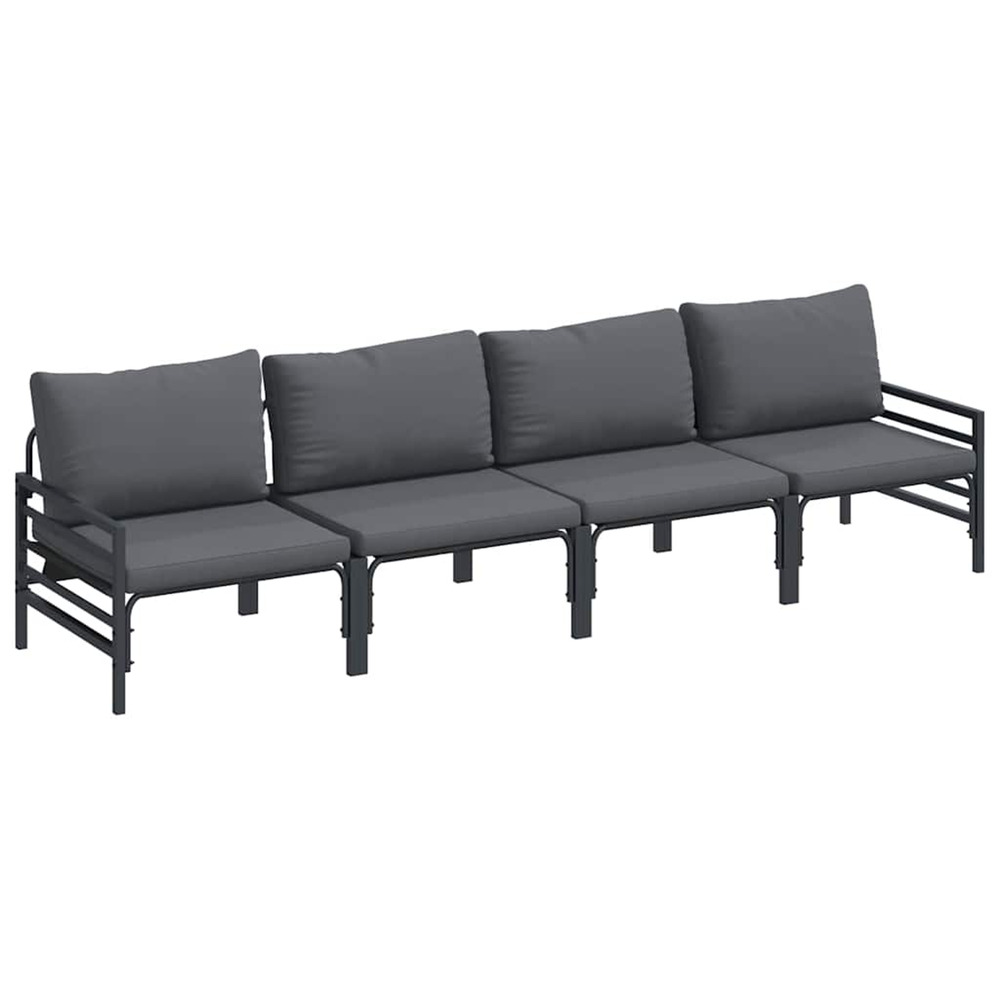 Ensemble de canapé de jardin avec coussin 4 pcs noir acier