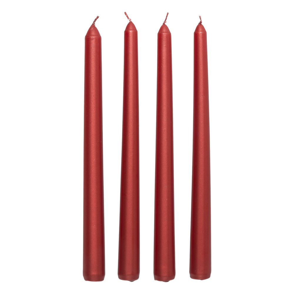Lot de 4 bougies satin rouge 192g