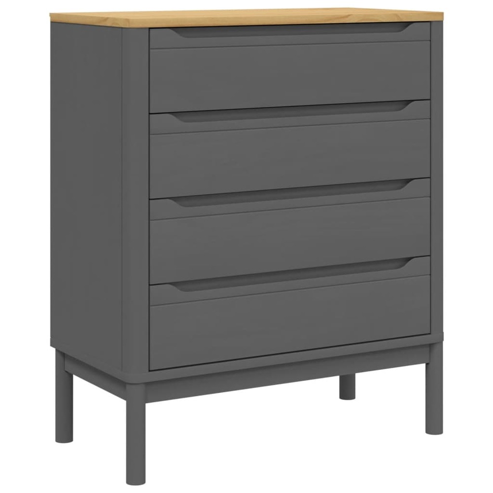 Commode floro gris bois de pin massif