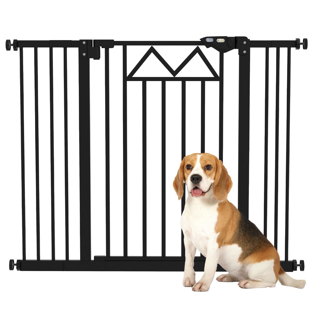 Barrière pour chien acier couloirs portes fermeture automatique réglable 74-100cm noir - comfortxl pet living