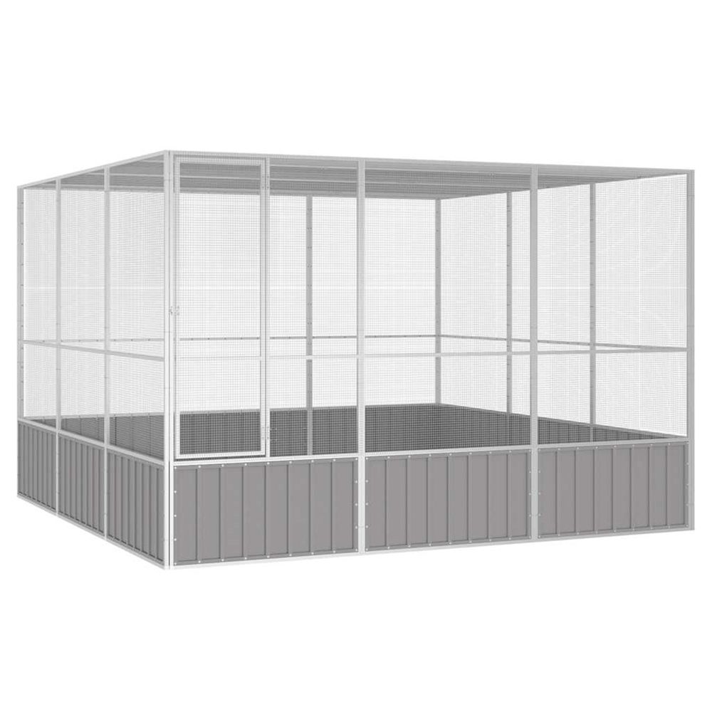 Cage à oiseaux gris 302,5x324,5x211,5 cm acier galvanisé