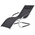Chaise longue avec oreiller aluminium et textilène noir