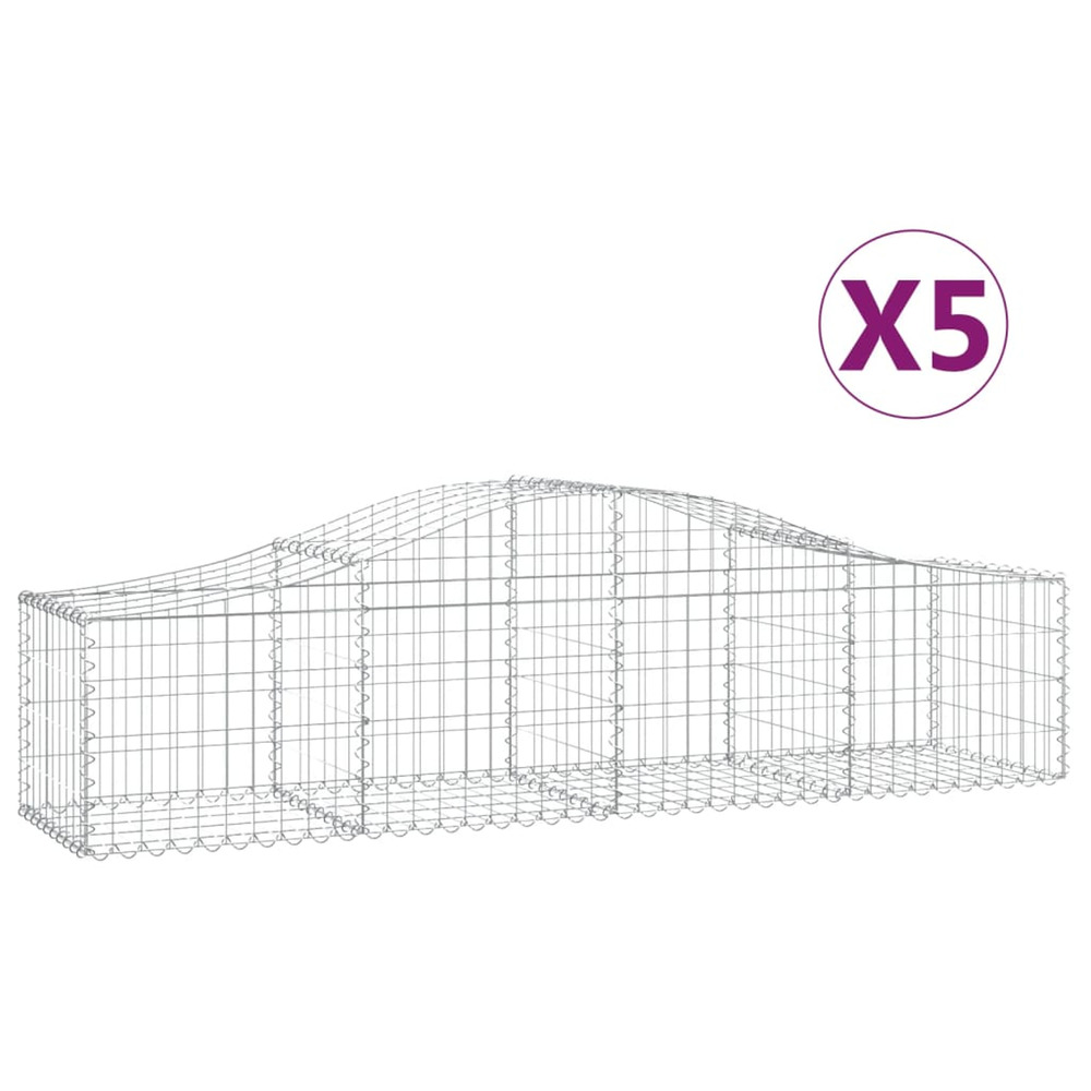 Paniers à gabions arqués 5 pcs 200x50x40/60 cm fer galvanisé