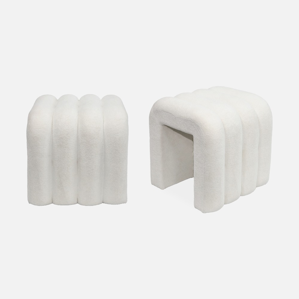 Set de 2 poufs contemporains en tissu