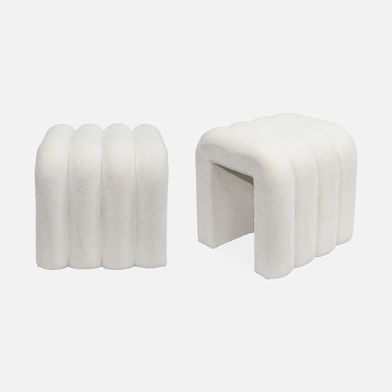 Set de 2 poufs contemporains en tissu
