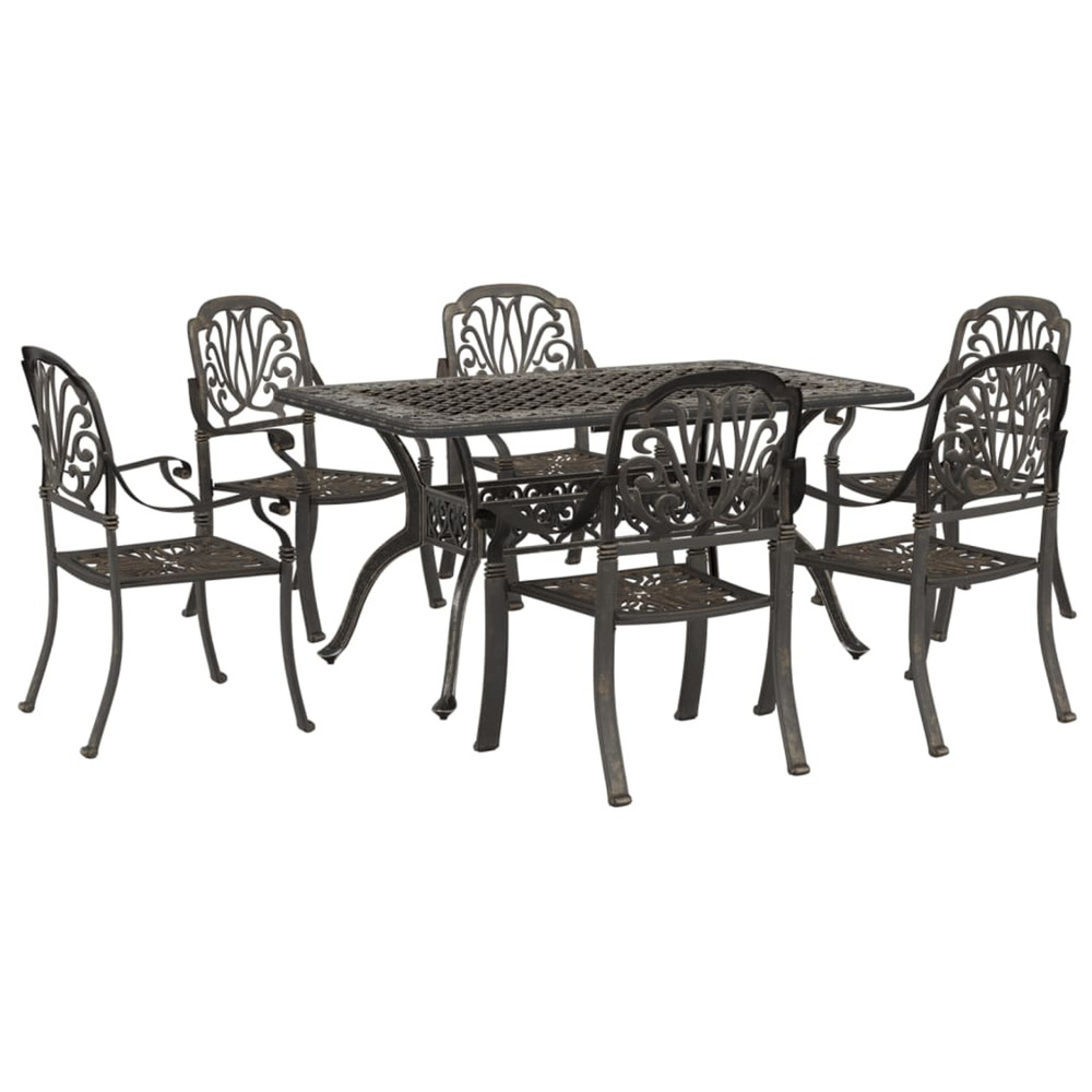 Ensemble à manger de jardin 7 pcs bronze aluminium coulé