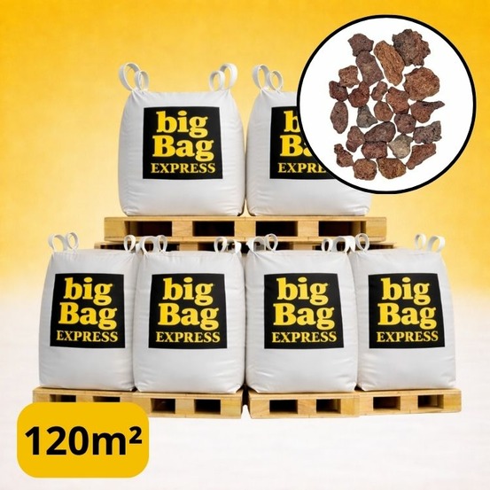 Pack 6 x big bag de 1m3 (+/- 120m²) gravier pouzzolane rouge / noir 12/20 mm - livraison standard