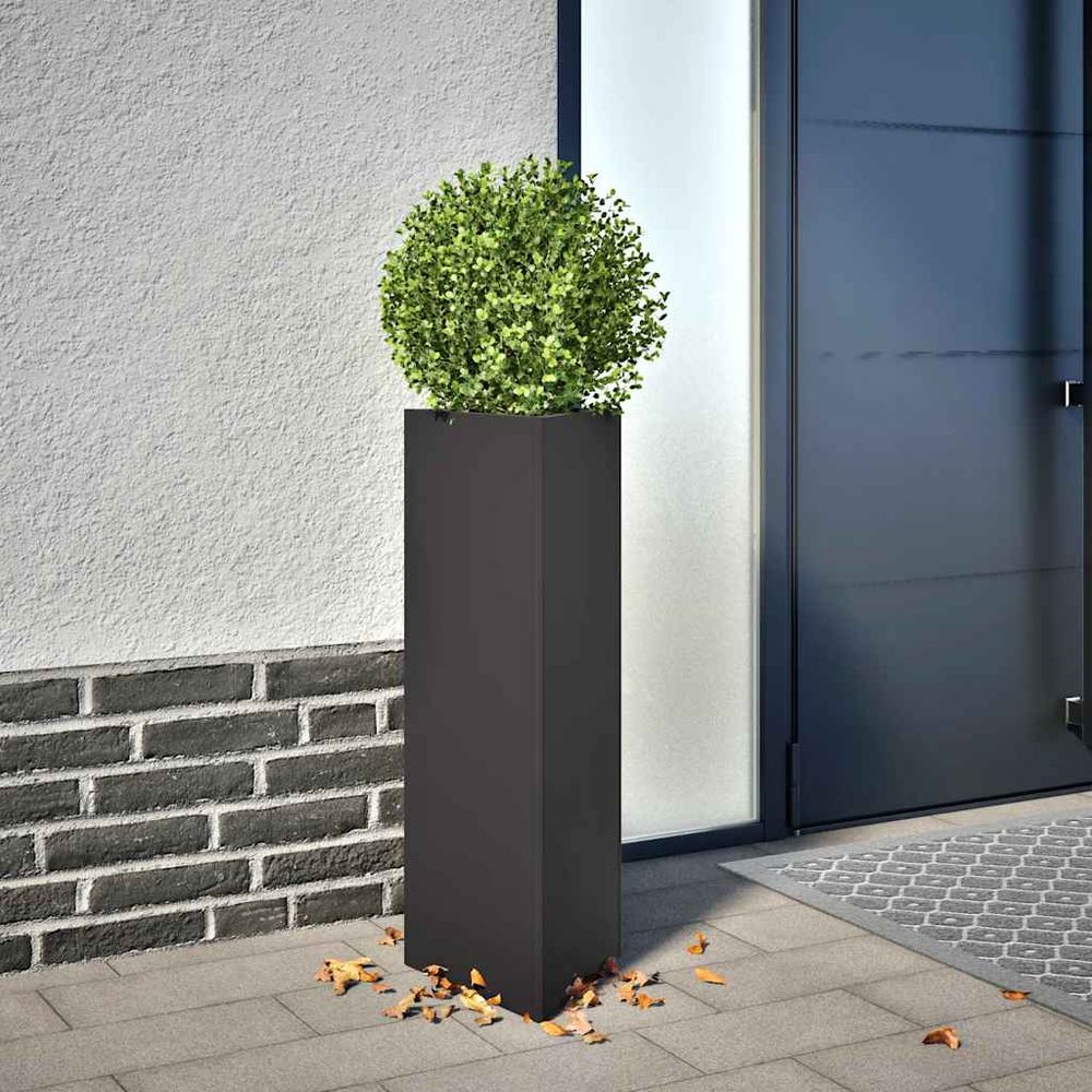 Jardinière haute triangulaire acier pour balcon jardin 75 cm noir