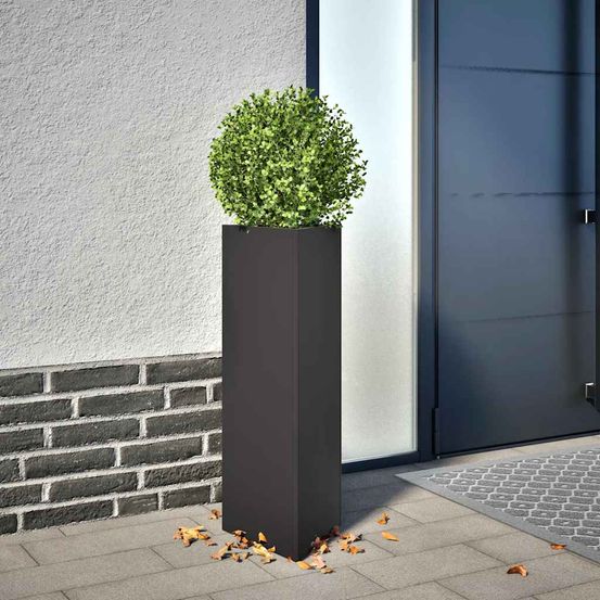 Jardinière haute triangulaire acier pour balcon jardin 75 cm noir