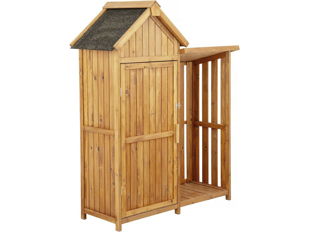 Armoire de jardin en bois avec range-bûches 