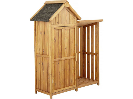 Armoire de jardin en bois avec range-bûches