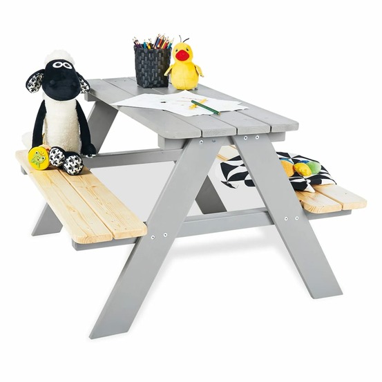 Table et bancs de pique-nique d'enfants nicki für 4 bois gris