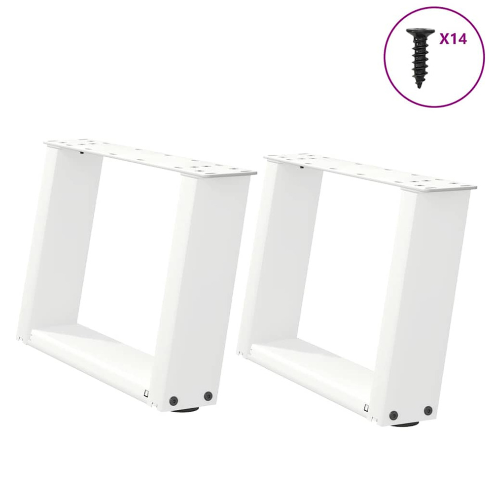 Pieds de table basse en u 2 pièces blanc 40 x (30-31) cm acier