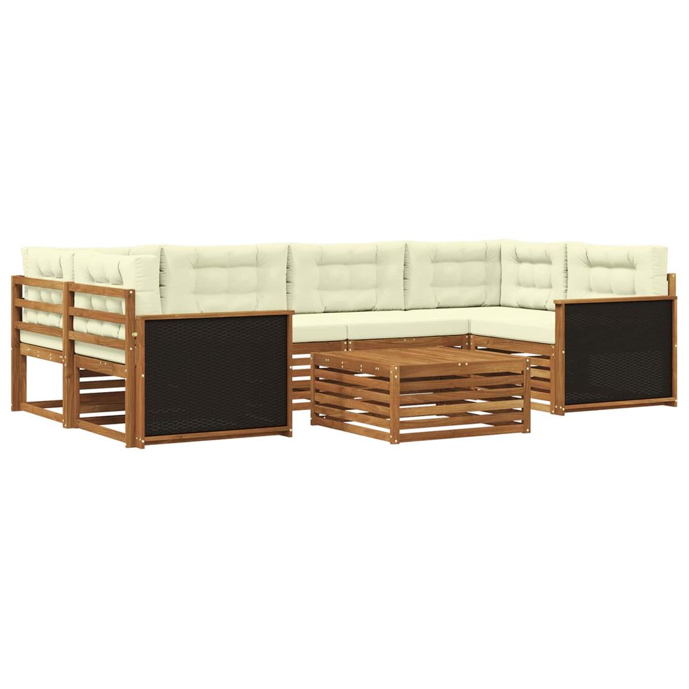 Ensemble de canapés d'extérieur 7 pc naturel et crème polyester