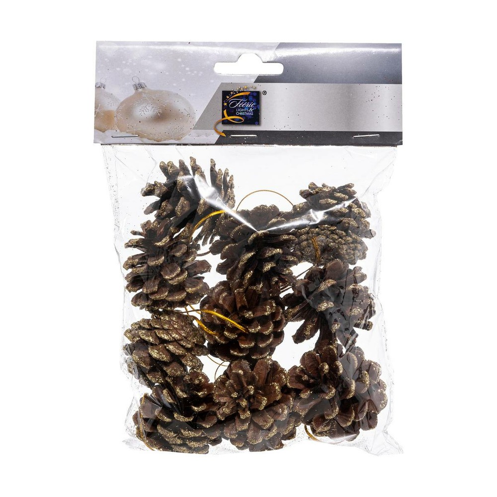 Sachet de sujets pommes de pin pailletées or