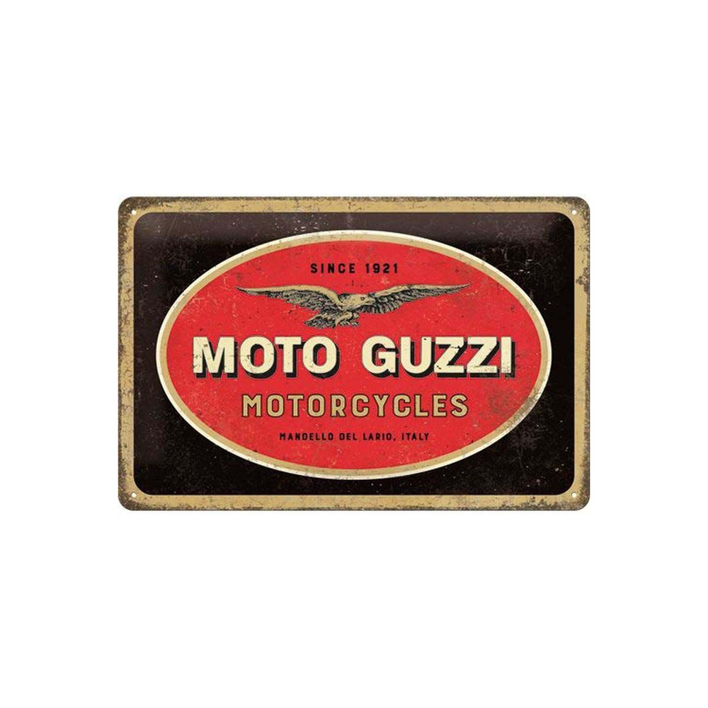 Plaque décorative en métal en relief 30 x 20 cm moto guzzi - logo