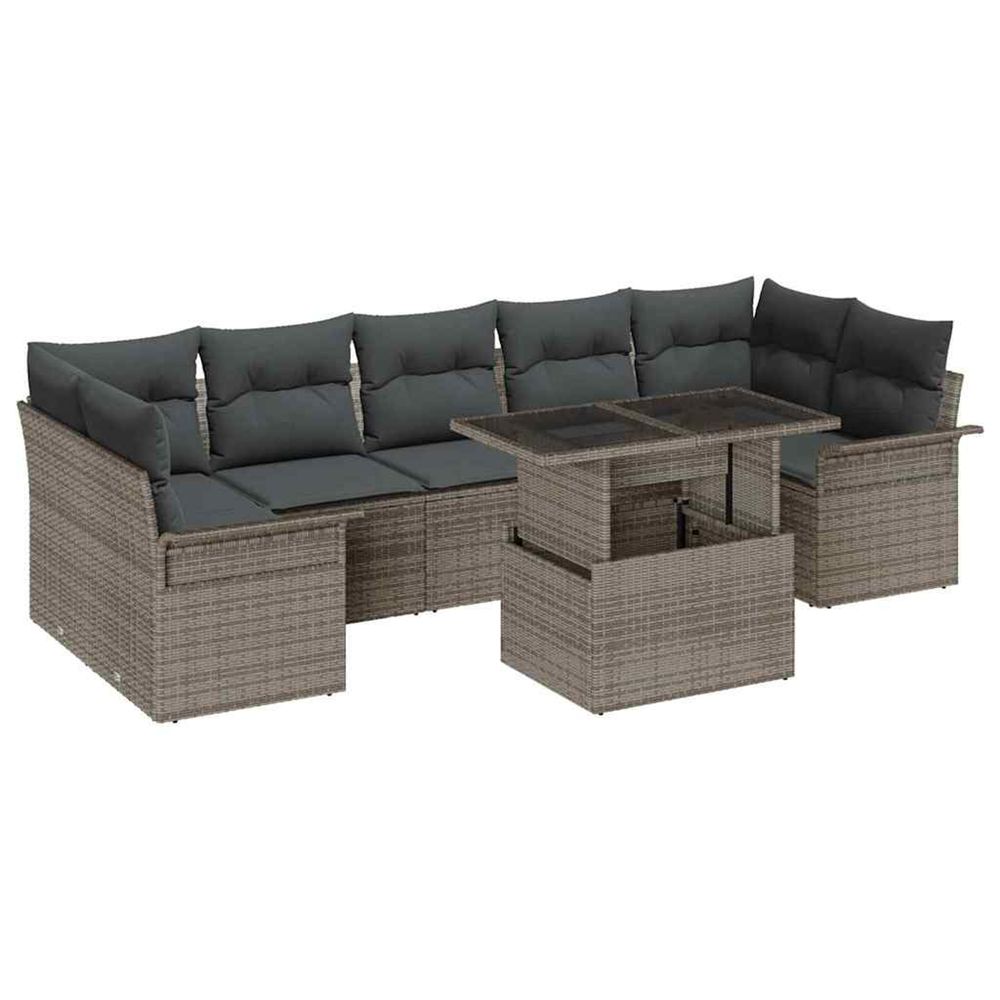 Ensemble de canapé de jardin 8 pc gris
