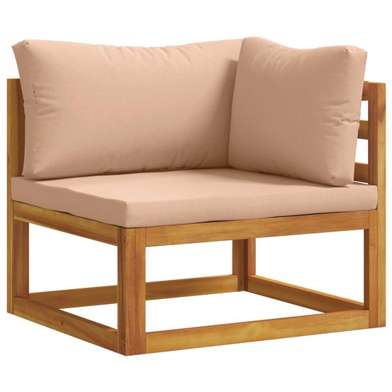 Canapé d'angle avec coussins bois d'acacia massif naturel
