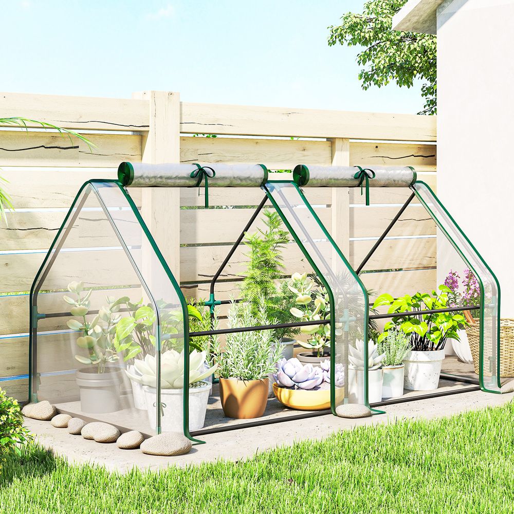 Mini serre de jardin acier pvc 180 x 90 x 90 cm transparente balcon protection plantes - comfortxl outdoor living