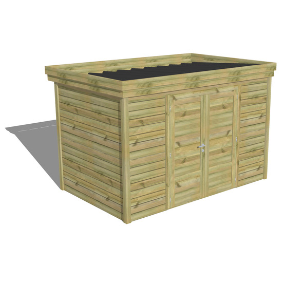 Abri de jardin bois pin traité autoclave 27mm - 3,44x2,14m / 7m2 - bac acier - abri français