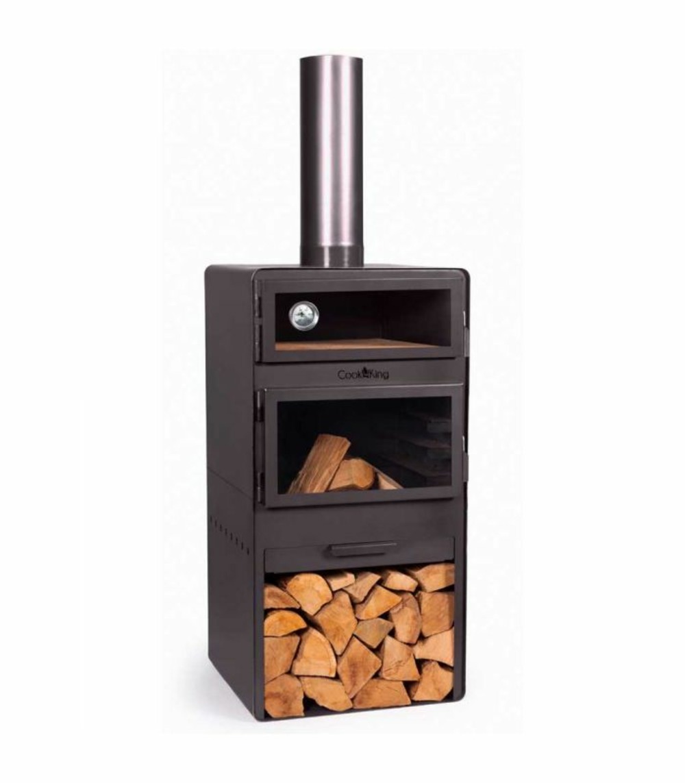 Cheminée d'extérieur vento, four inétgré, acier brut, cookking, 111501