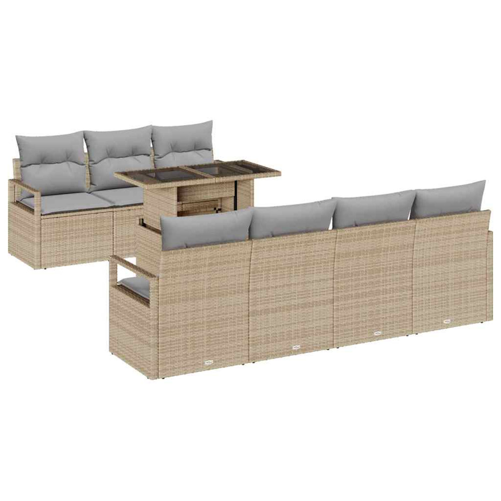 Ensemble de canapé de jardin 8 pcs beige et gris clair