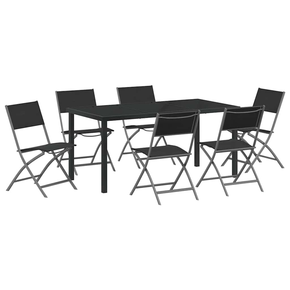 Ensemble de salle à manger pour jardin 7 pcs noir