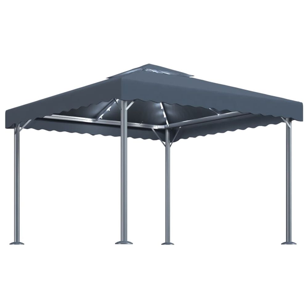 Tonnelle avec guirlande lumineuse led 300x300 cm anthracite