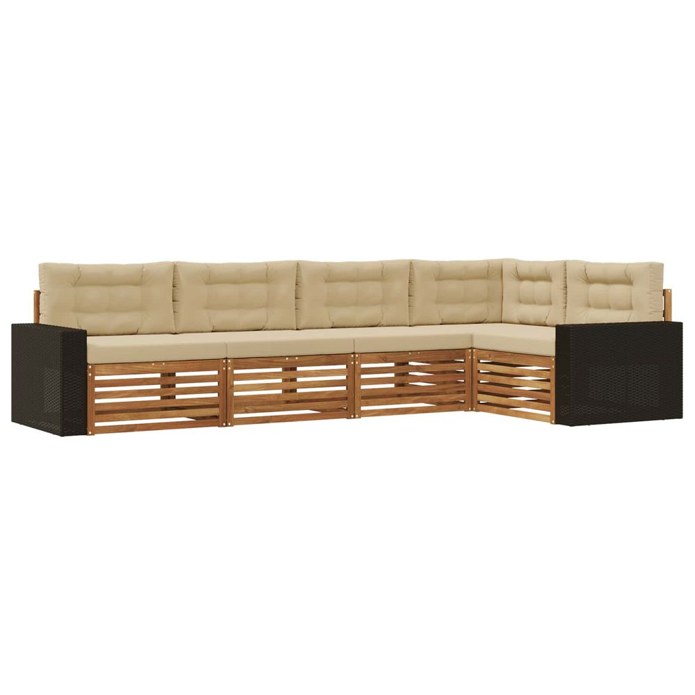 Ensemble de canapés d'extérieur 5 pc naturel et beige polyester