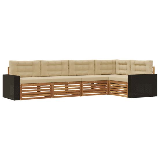 Ensemble de canapés d'extérieur 5 pc naturel et beige polyester