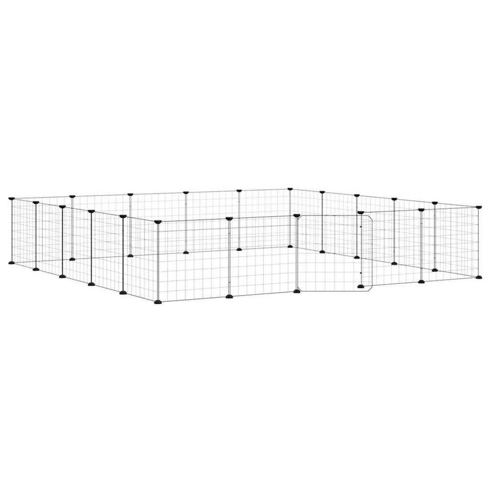 Cage animaux de compagnie à 20 panneaux et porte noir 175x175x35 cm