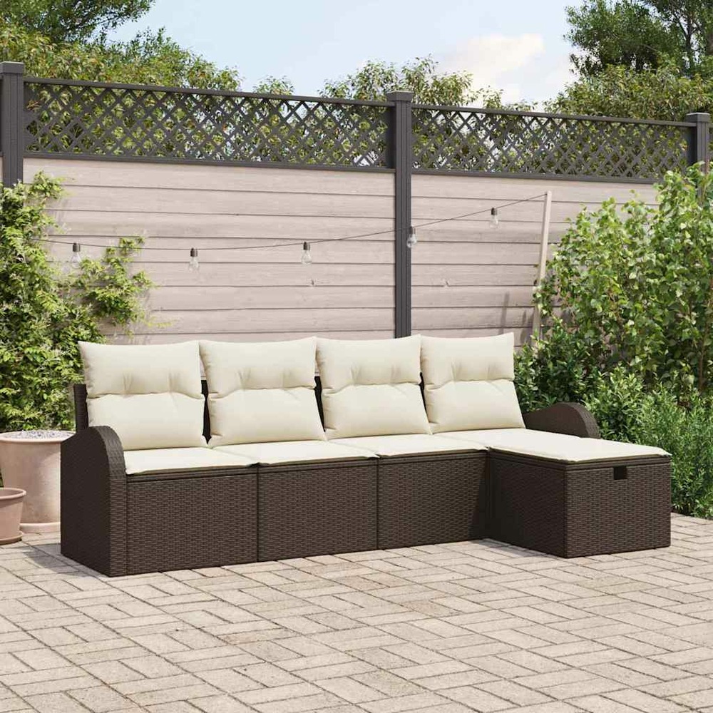 Ensemble de canapé de jardin 5 pcs marron poly rotin