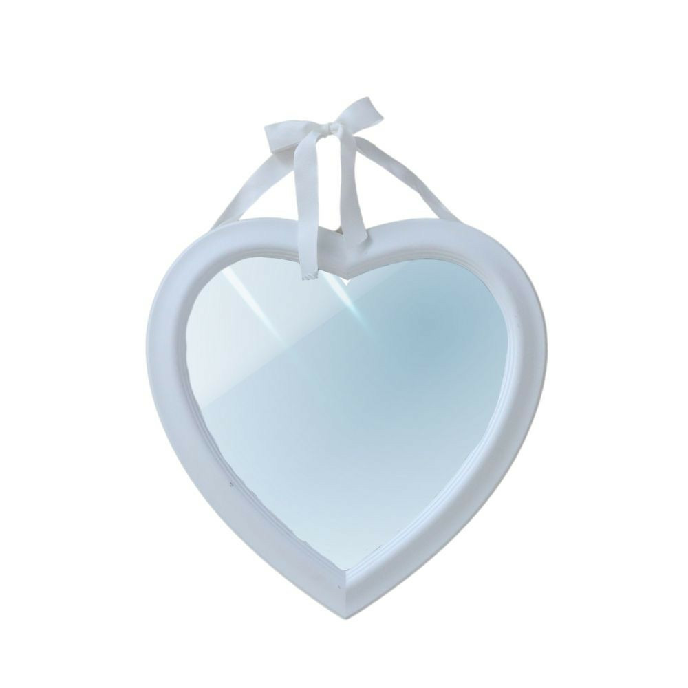 Miroir en forme de coeur en métal blanc 37 x 38 cm