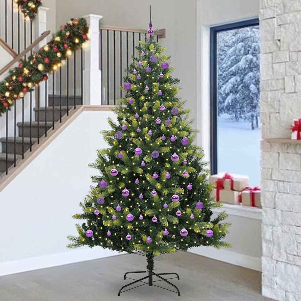 Sapin de noël artificiel 240cm 1675 branches, kit de décoration complet avec led