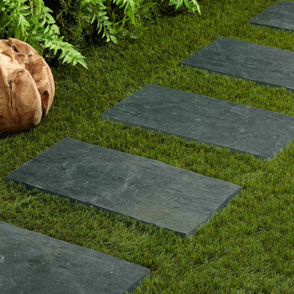 Pas japonais rectangle ardoise verte 60x30x2-3 cm (lot de 5) - ro'ma nature