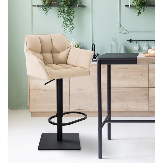 Lot de 2 tabourets de bar damaso tissu noir