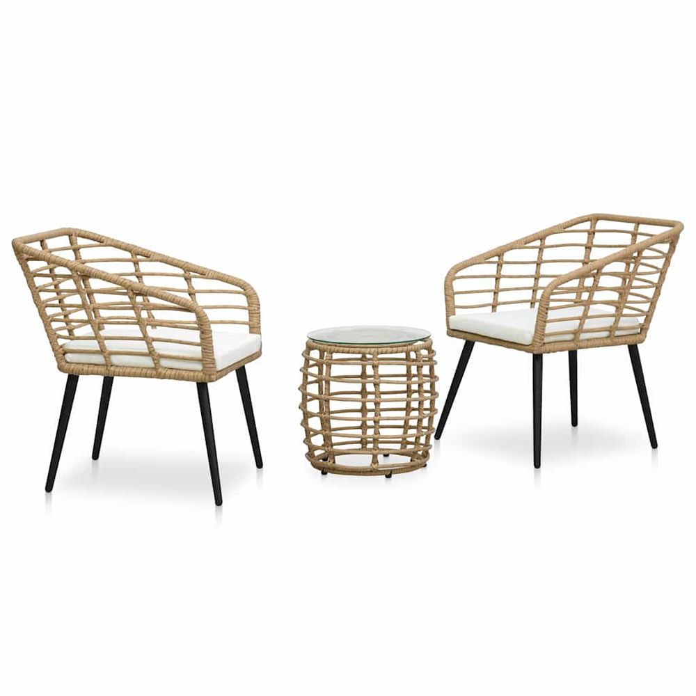 Ensemble de bistro 3 pcs résine tressée chêne