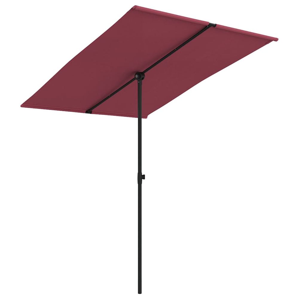 Parasol de jardin et mât en aluminium 2x1,5 m rouge bordeaux