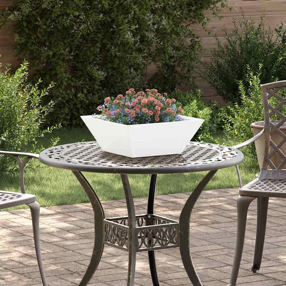 Lot de 5 pots de jardin bol en acier pour terrasse et balcon blanc 40 cm