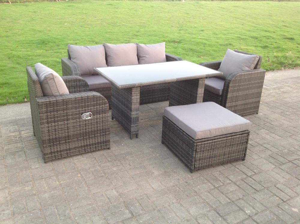 Rattan ensemble de meubles de jardin chaises réglables canapé salon canapé 3 places