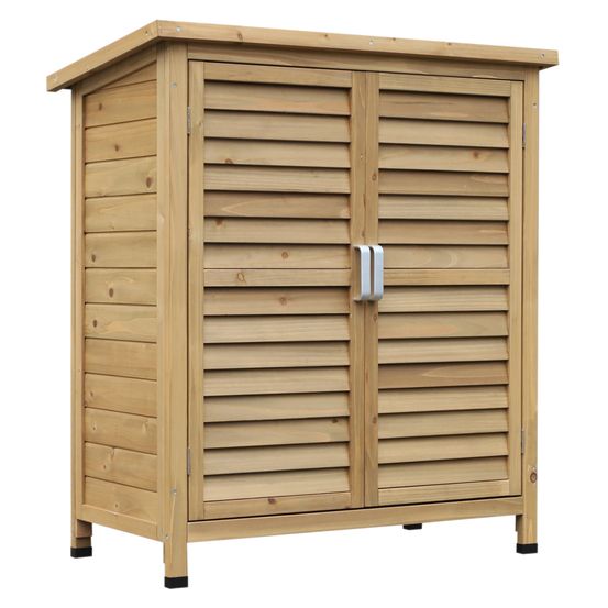 Armoire de jardin bois terrasse rangement outils portes persiennes 87x47x97cm jaune - comfortxl outdoor living