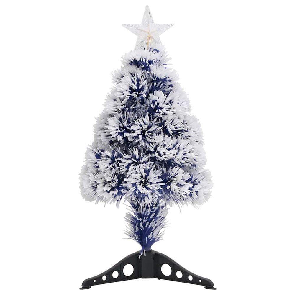 Arbre de noël artificiel pré-éclairé blanc/bleu fibre optique
