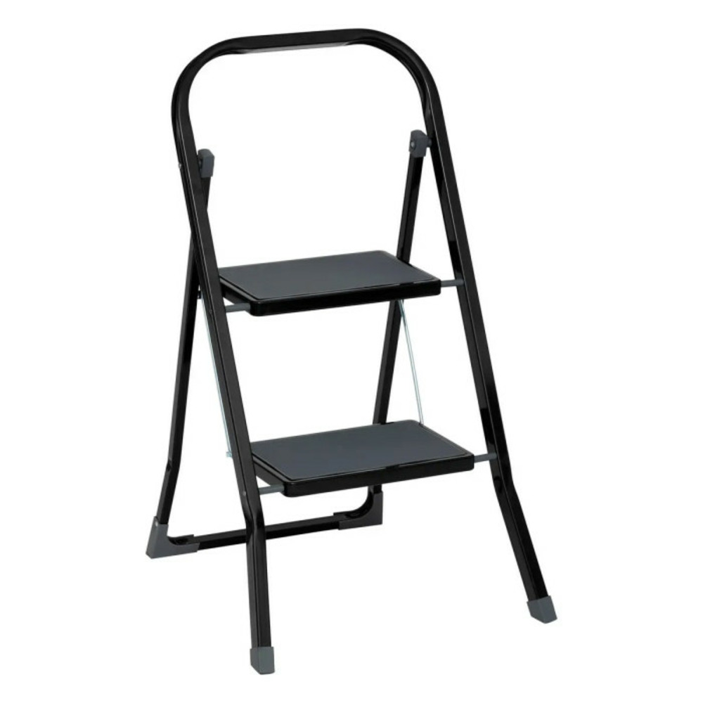 Escabeau 2 marches en métal 81cm noir