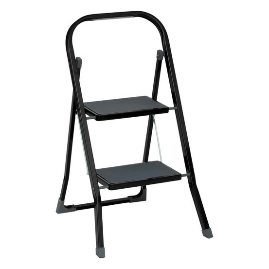 Escabeau 2 marches en métal 81cm noir