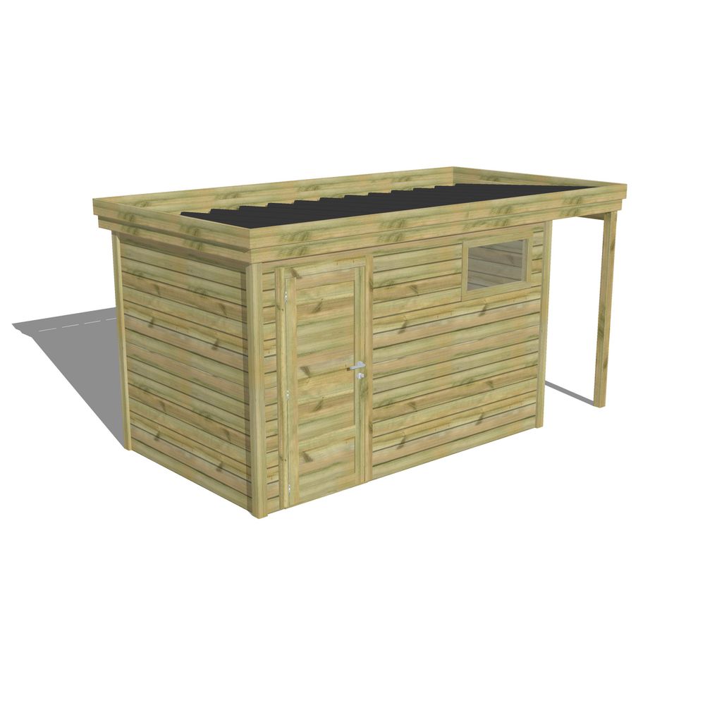 Abri de jardin bois pin traité autoclave 27mm - 4,44x2,14m / 10m2 - bac acier - abri français