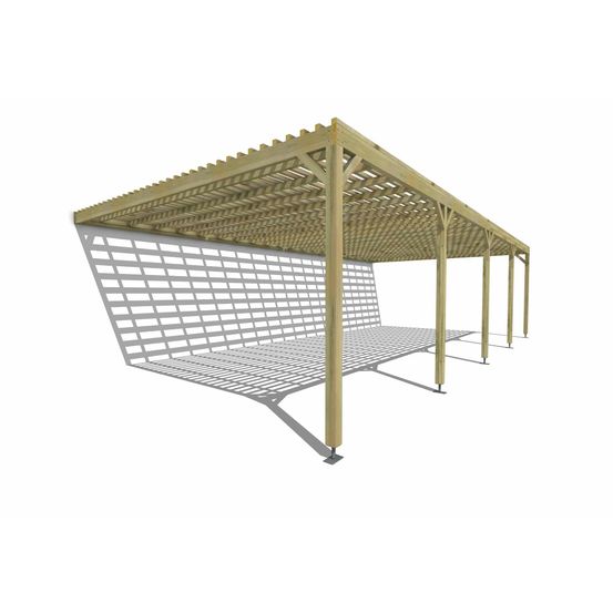 Pergola bois • 10m x 5m • adossée • sens profondeur • lattage bois • livraison comprise