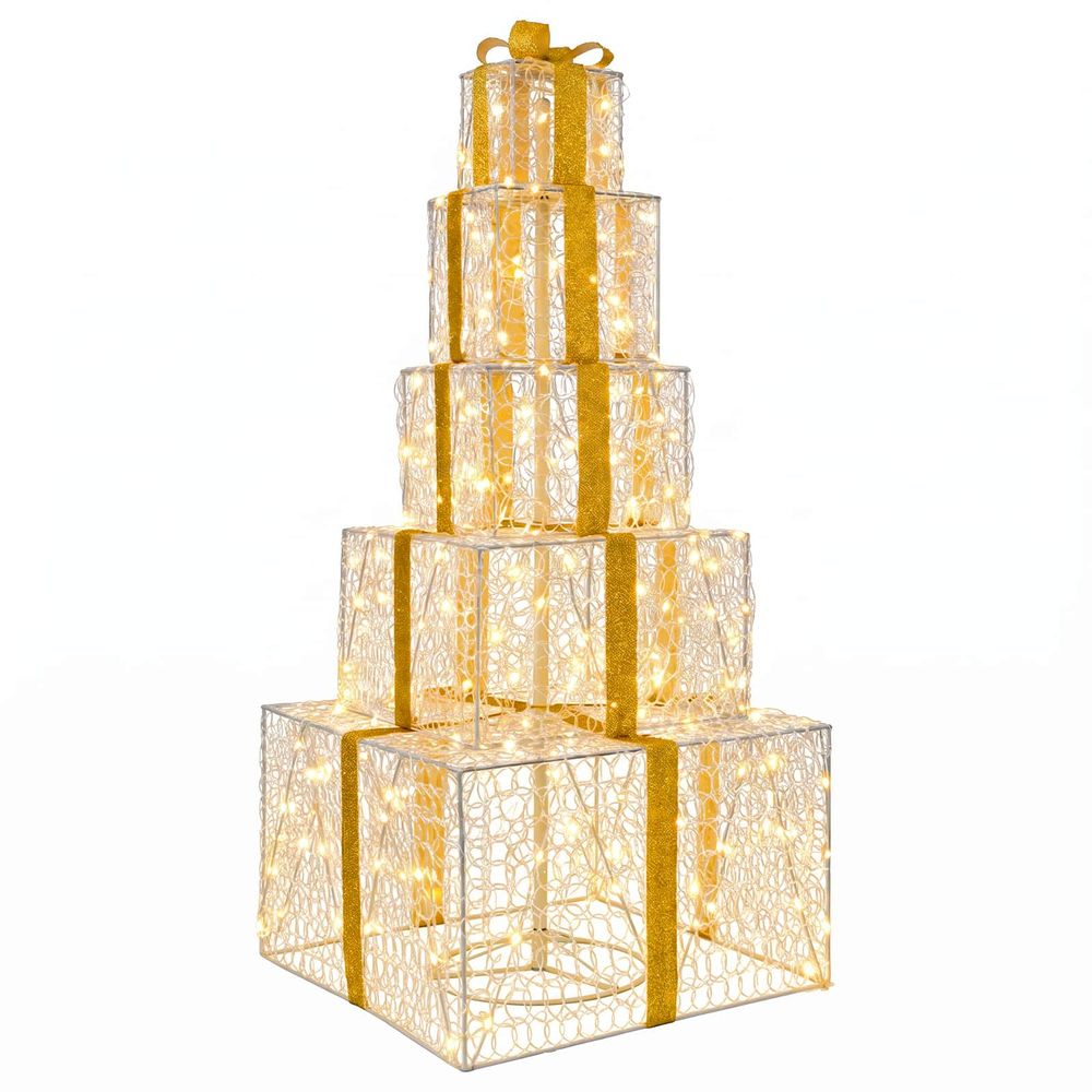 Boîtes cadeaux de noël empilables avec led 250 led blanc chaud