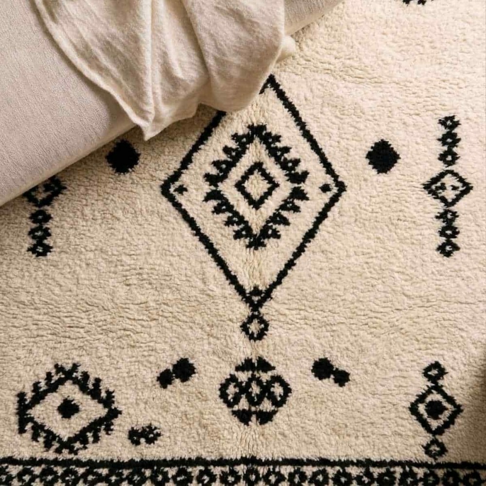 Tapis rectangulaire noir et blanc 120x60cm