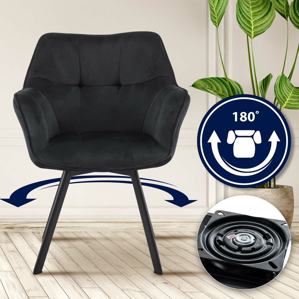 Chaise de salle à manger en velours jordi