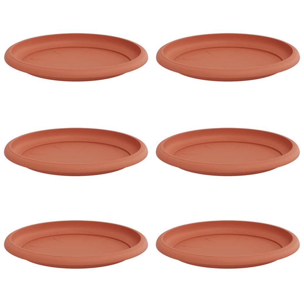 Plateau à fleurs rond 6 pc rouge brique ø 17,5 x 2 cm plastique